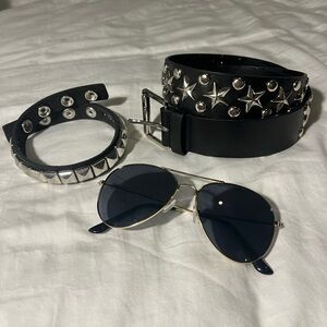 Freddie Mercury Accessory Set - Belt, Arm Band, & Sunglasses